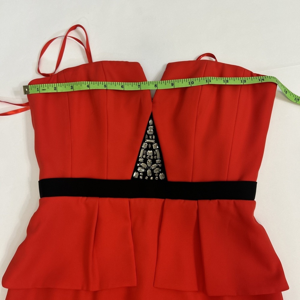 BCBG MAXAZRIA RED PEPLUM MAXI DRESS / TRUMPET GOWN SIZE 02 - Picture 5 of 11
